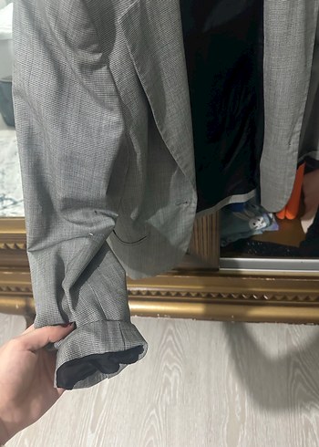 Gri Düğmeli Kadın Blazer Ceket - Görsel 3