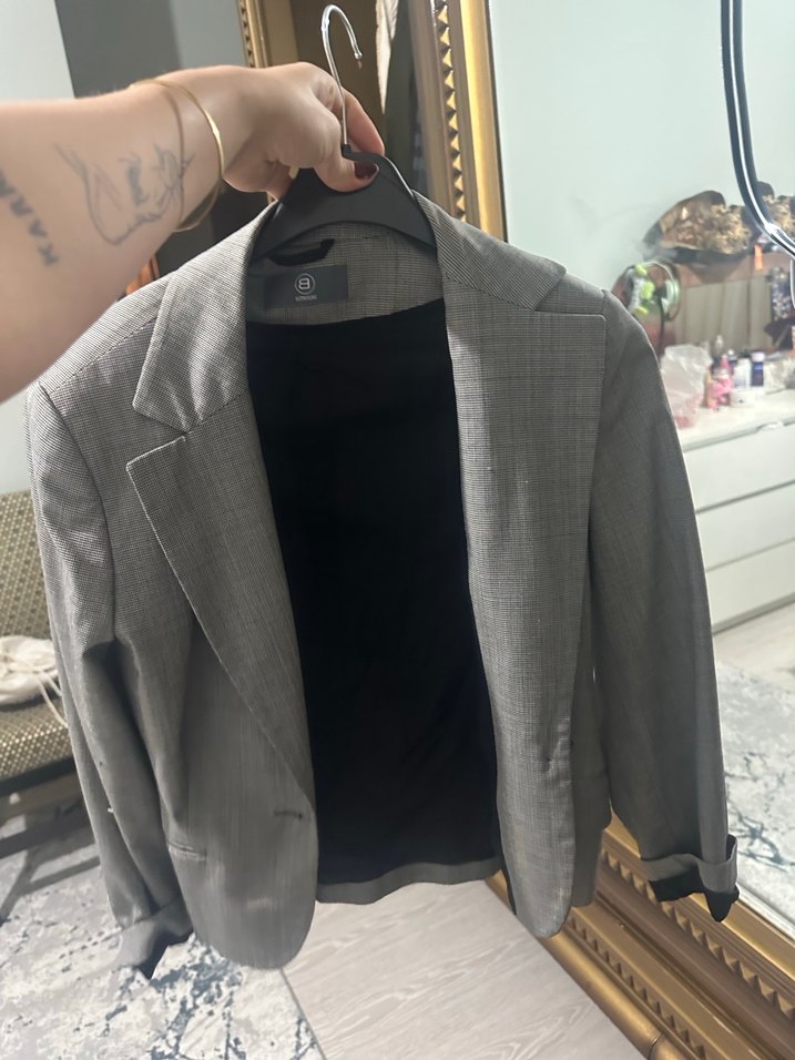 Gri Düğmeli Kadın Blazer Ceket - Görsel 2