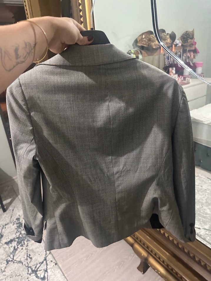 Gri Düğmeli Kadın Blazer Ceket - Görsel 4