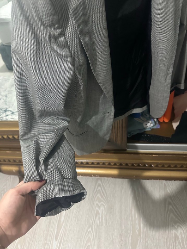 Gri Düğmeli Kadın Blazer Ceket - Görsel 3