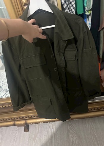 Kadın Haki Kamuflaj Düğmeli Ceket - Görsel 3