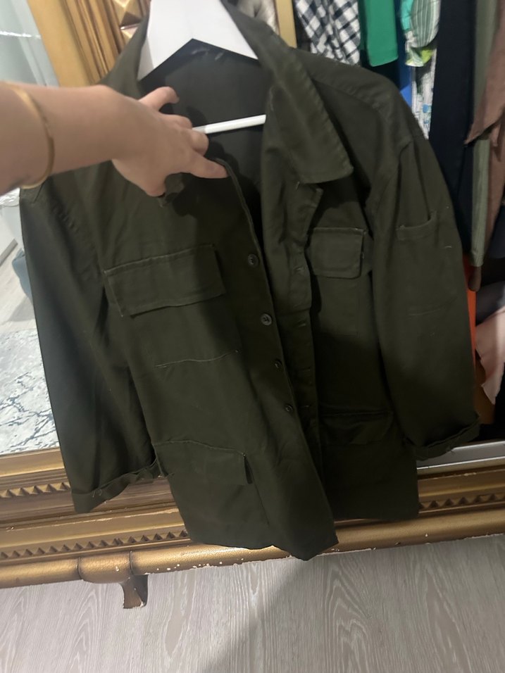 Kadın Haki Kamuflaj Düğmeli Ceket - Görsel 3