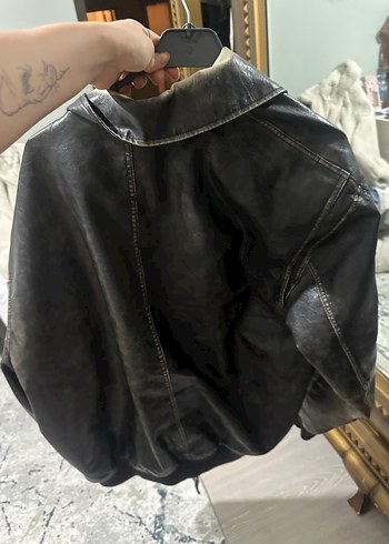 bershka Kahverengi Deri Erkek Ceket, Kemerli, Günlük - Görsel 4