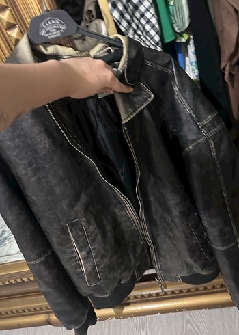 bershka Kahverengi Deri Erkek Ceket, Kemerli, Günlük - Görsel 3