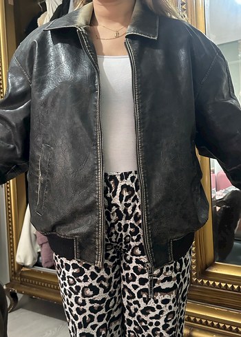 bershka Kahverengi Deri Erkek Ceket, Kemerli, Günlük - Görsel 7