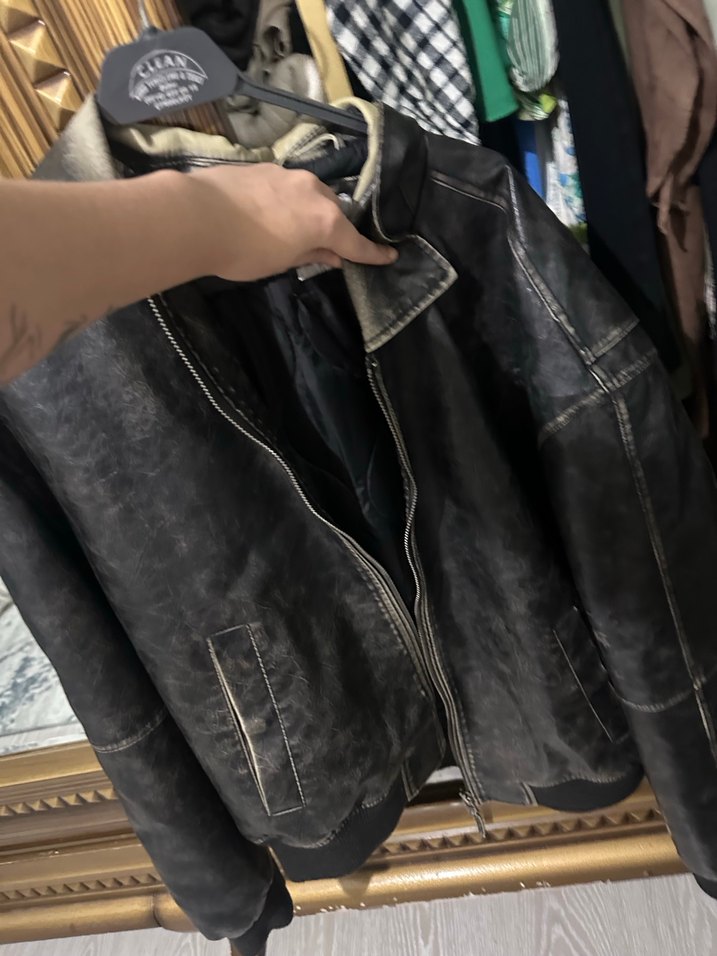 bershka Kahverengi Deri Erkek Ceket, Kemerli, Günlük - Görsel 3