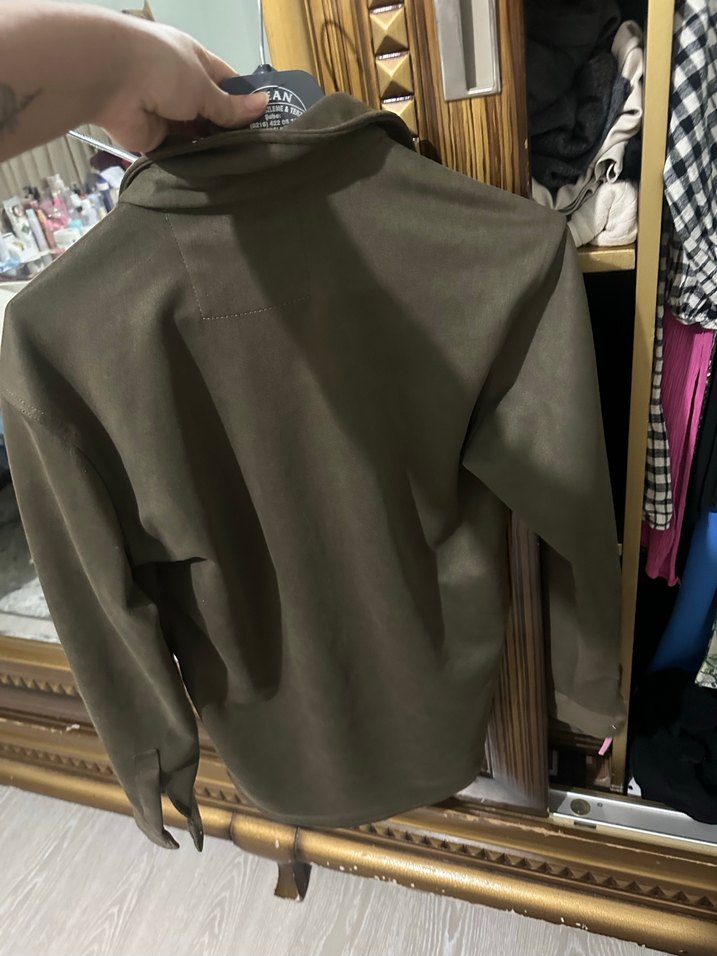 Düğmeli Erkek Süet Ceket, Regular Fit, Haki - Görsel 3