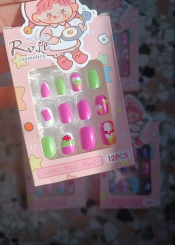 Pastel Çok Renkli 12'li takma tirnak - Görsel 4