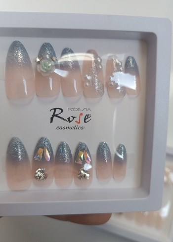 Bej Renkli Işıltılı Takma tırnak - Görsel 8