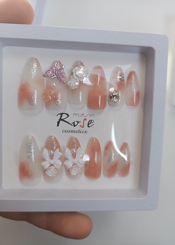 Bej Renkli Işıltılı Takma tırnak - Görsel 6