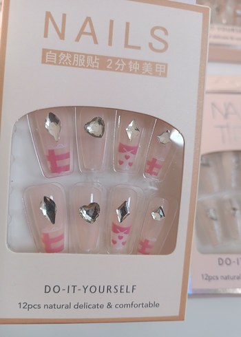 Pembe Kendin Yap Tırnak Süslemeleri 12'li - Görsel 3