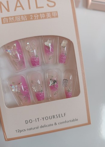Pembe Kendin Yap Tırnak Süslemeleri 12'li - Görsel 6