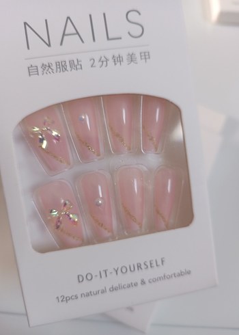 Pembe Doğal Görünümlü 12'li Tırnak Süsleme Seti - Görsel 8