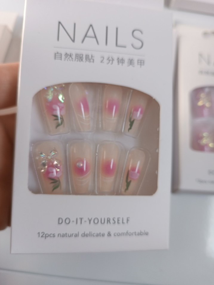 Pembe Doğal Görünümlü 12'li Tırnak Süsleme Seti - Görsel 4