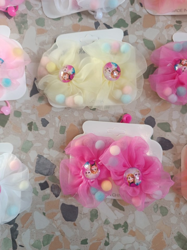 Çiçek Desenli Renkli Elastik Çocuk Saç Tokaları - Görsel 2