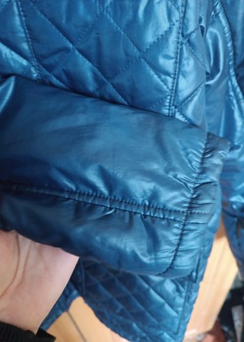 Düğmeli Erkek Mavi Kapitone mont - Görsel 5