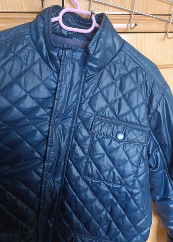 Düğmeli Erkek Mavi Kapitone mont - Görsel 3