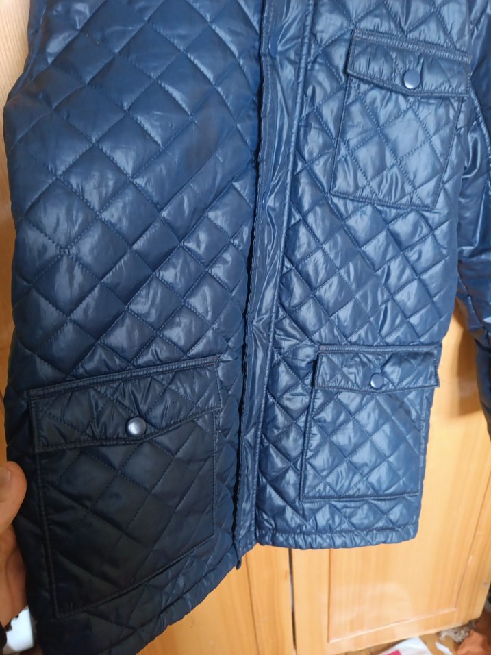 Düğmeli Erkek Mavi Kapitone mont - Görsel 2