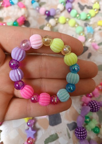 10 adet Renkli Boncuklu Çocuk Bileklikleri - Görsel 4