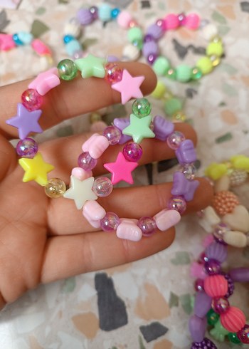 10 adet Renkli Boncuklu Çocuk Bileklikleri - Görsel 7