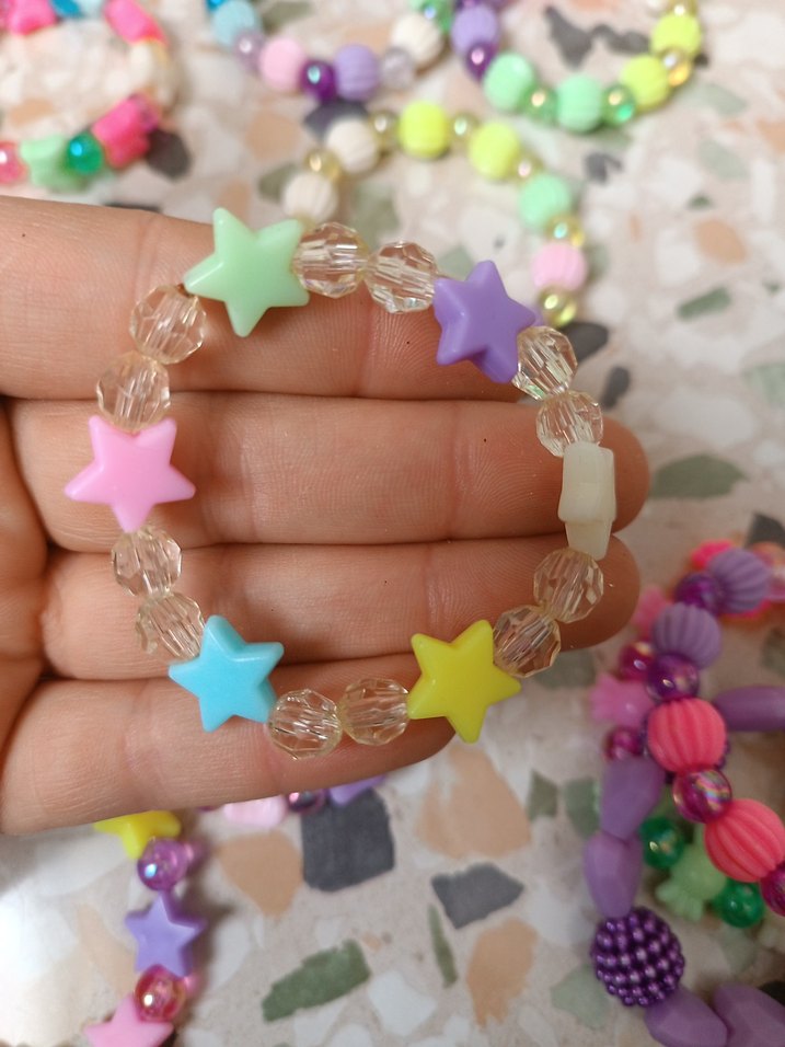 10 adet Renkli Boncuklu Çocuk Bileklikleri - Görsel 5