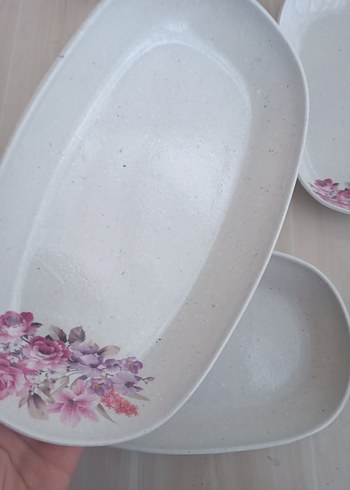 12 adet Çiçek Desenli Beyaz melamin Tabak Seti - Görsel 4