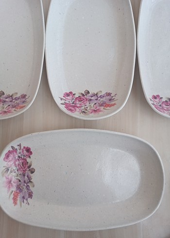 12 adet Çiçek Desenli Beyaz melamin Tabak Seti - Görsel 2