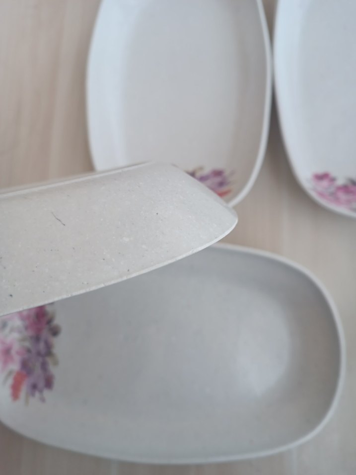 12 adet Çiçek Desenli Beyaz melamin Tabak Seti - Görsel 5