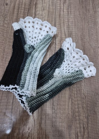 Bohem Gri Örgü Kadın Eldiven - Görsel 2