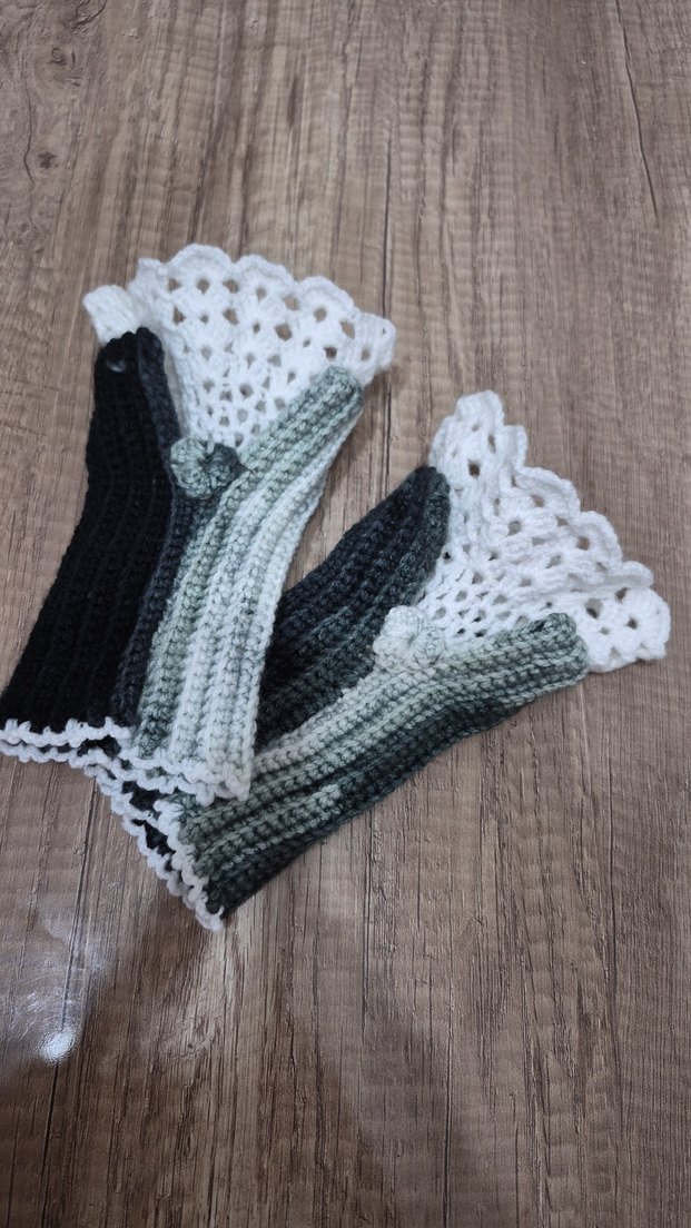 Bohem Gri Örgü Kadın Eldiven - Görsel 2