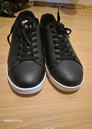 U.S Polo Assn. Siyah Deri Gorunumlu Bagcikli Sneaker