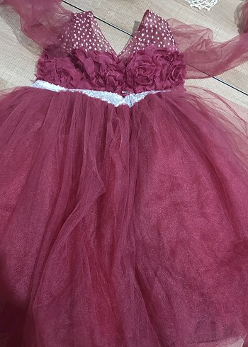 Bordo Uzun Renkli Strappy Bohem Gelinlik