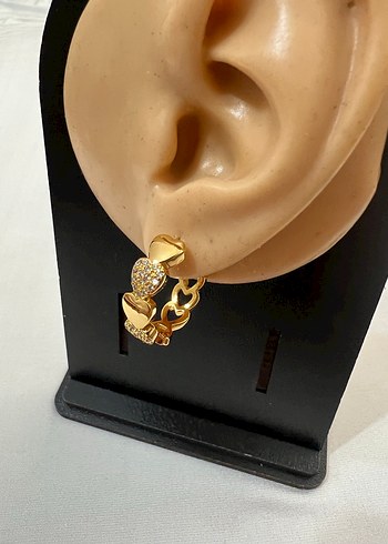 Stainless Steel Altın Renkli Klipsli Küpe - Görsel 2