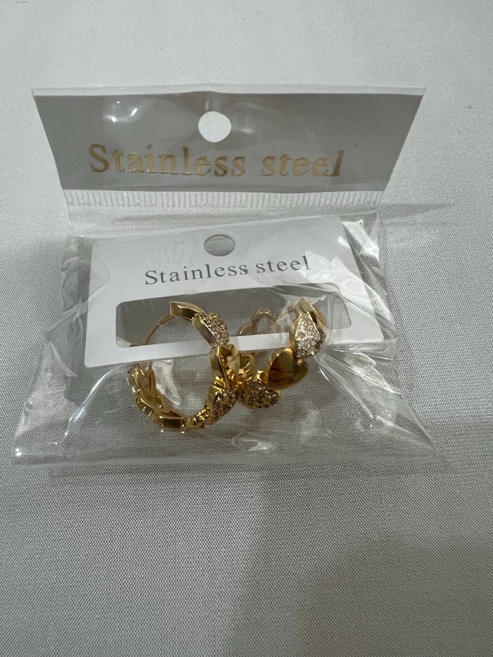 Stainless Steel Altın Renkli Klipsli Küpe - Görsel 3