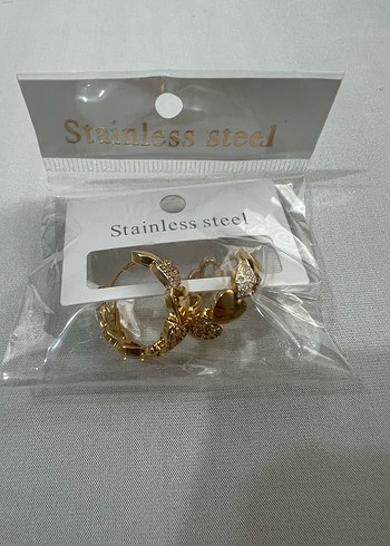 Stainless Steel Altın Renk Klipsli Küpe - Görsel 3