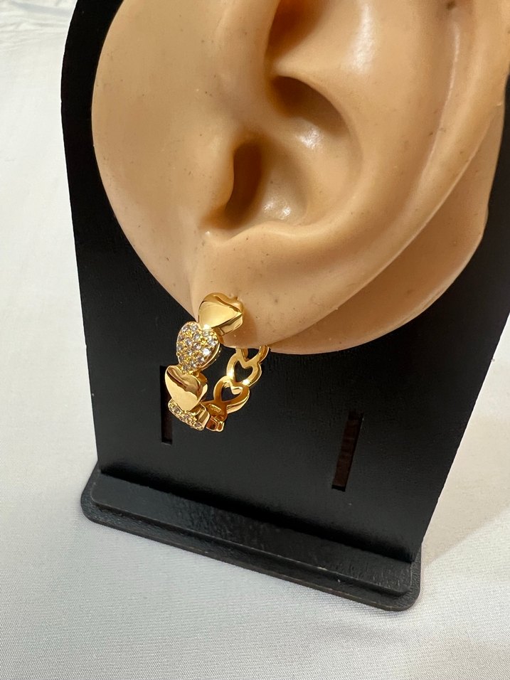 Stainless Steel Altın Renk Klipsli Küpe - Görsel 2