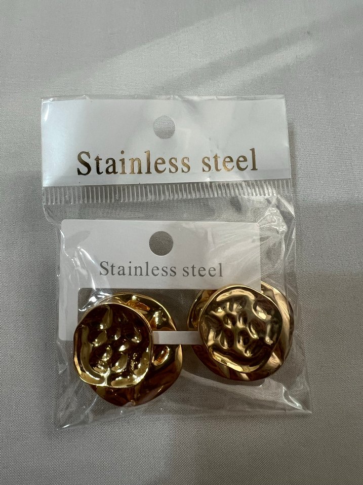 Stainless Steel Altın Renk Klipsli Küpe - Görsel 2