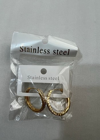 Stainless Steel Altın Renk Klipsli Halka Küpe - Görsel 3