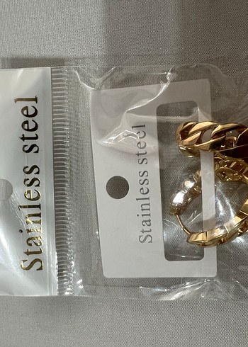 Stainless Steel Altın Renk Klipsli Küpe - Görsel 3