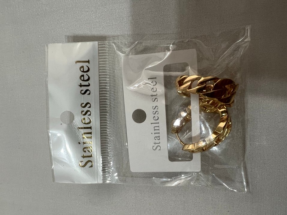 Stainless Steel Altın Renk Klipsli Küpe - Görsel 3