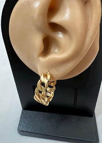 Stainless Steel Altın Renk Klipsli Küpe - Görsel 2