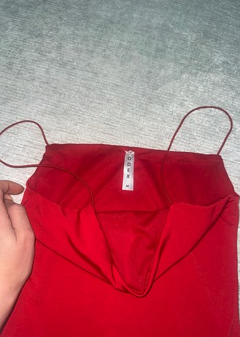 Kırmızı Mini İp Askılı Elbise - Görsel 4