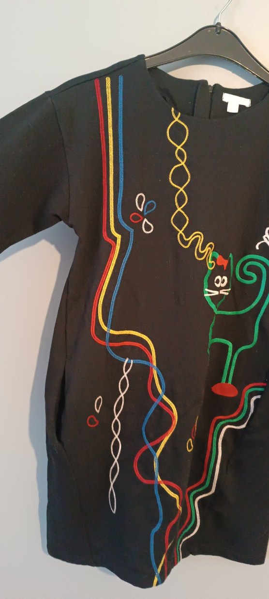 Fermuarlı Çok Renkli Desenli Kedi Temalı Tunik - Görsel 4