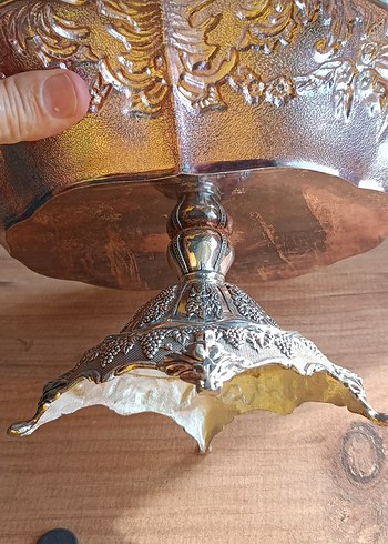 Vintage gümüş  Renkli Parlak Tabak - Görsel 4