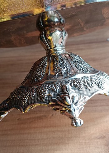 Vintage gümüş  Renkli Parlak Tabak - Görsel 7