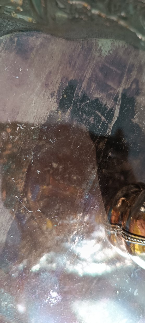 Vintage gümüş  Renkli Parlak Tabak - Görsel 2