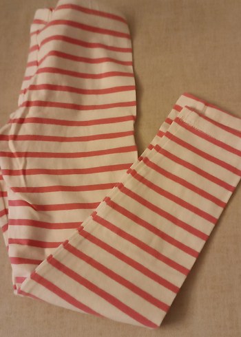 Kız Çocuk Bej Çizgili Pamuklu Tayt - Görsel 2