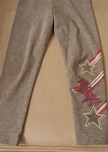 Kız Çocuk Bej Çizgili Pamuklu Tayt - Görsel 4