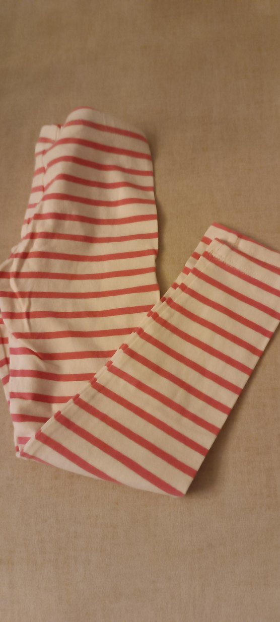 Kız Çocuk Bej Çizgili Pamuklu Tayt - Görsel 2