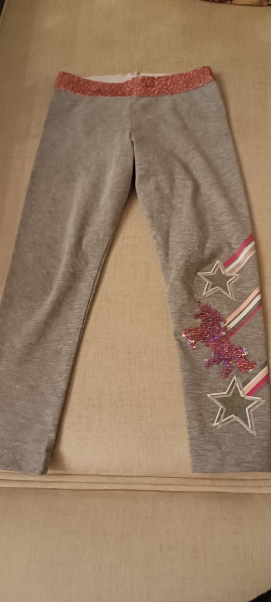 Kız Çocuk Bej Çizgili Pamuklu Tayt - Görsel 4